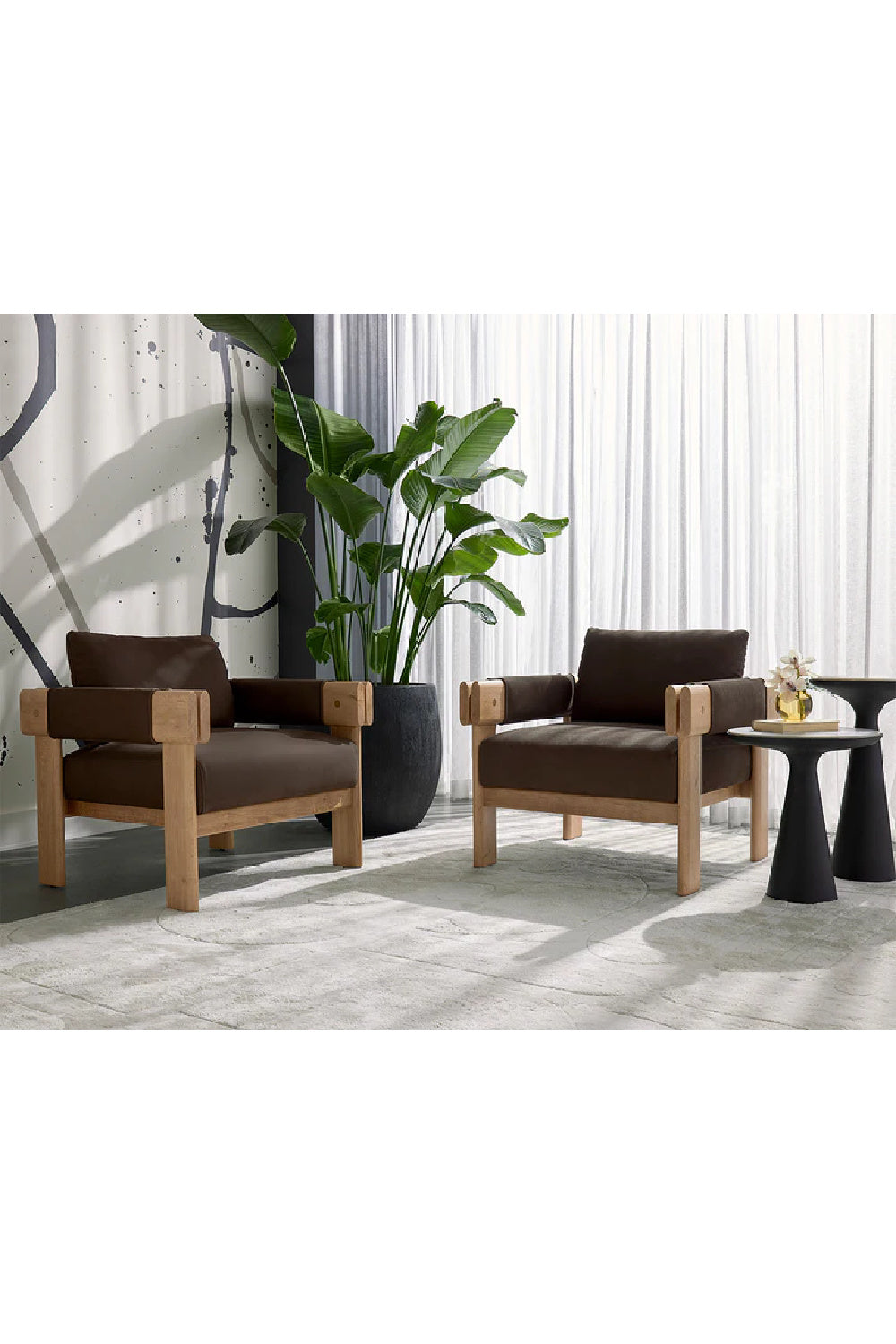 Oak Framed Leather Lounge Chair by Splendido Carmichael Accent Chair, alternate view 26