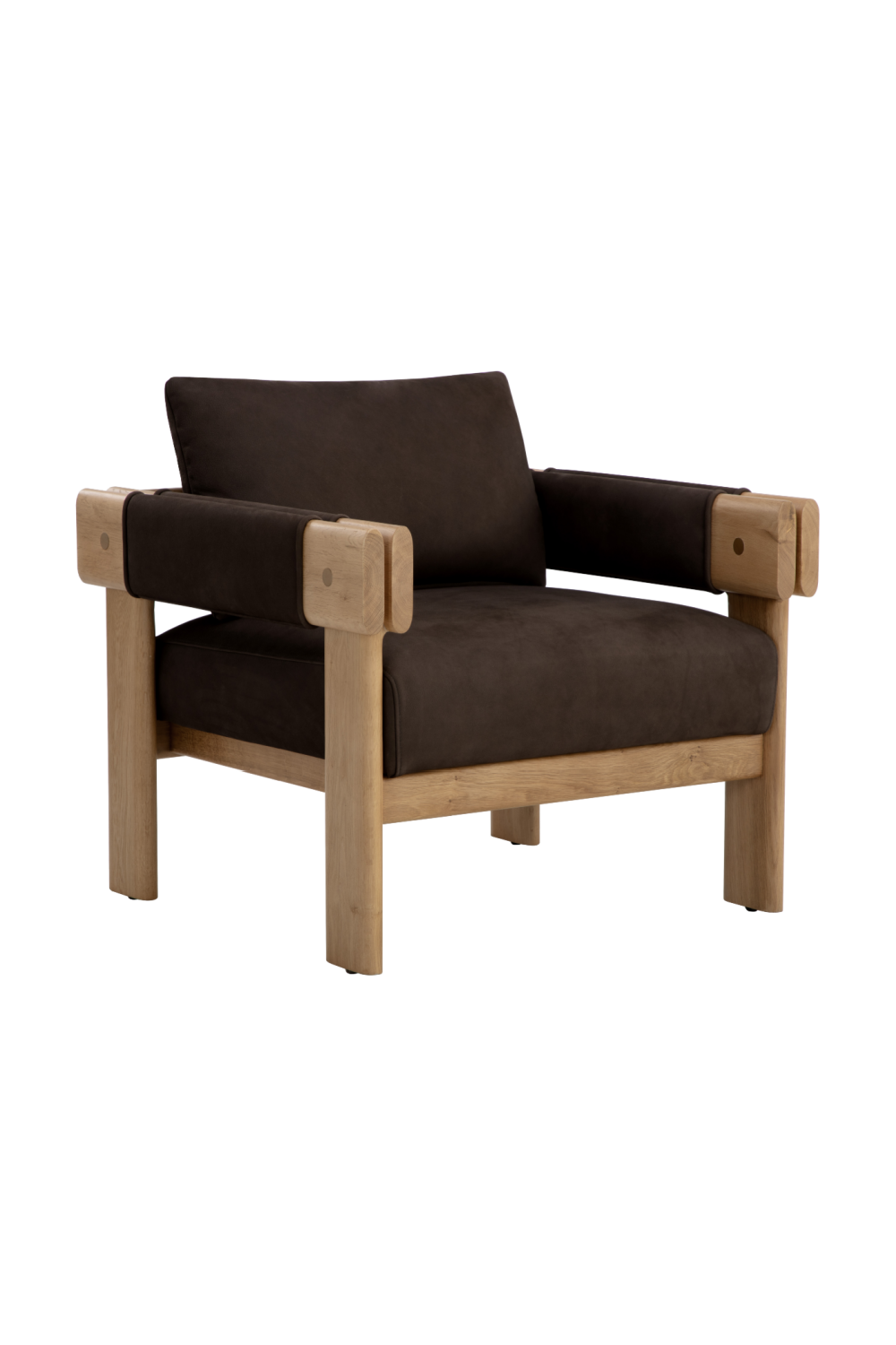 Oak Framed Leather Lounge Chair by Splendido Carmichael Accent Chair, alternate view 17