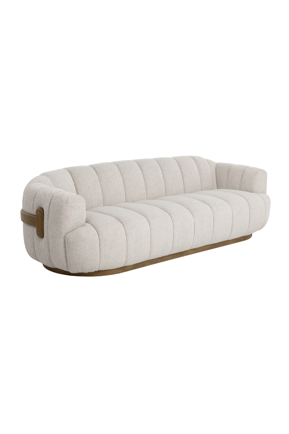Channeled Cream Sofa - Oak Base & Brass Accents by Splendido Tadeo