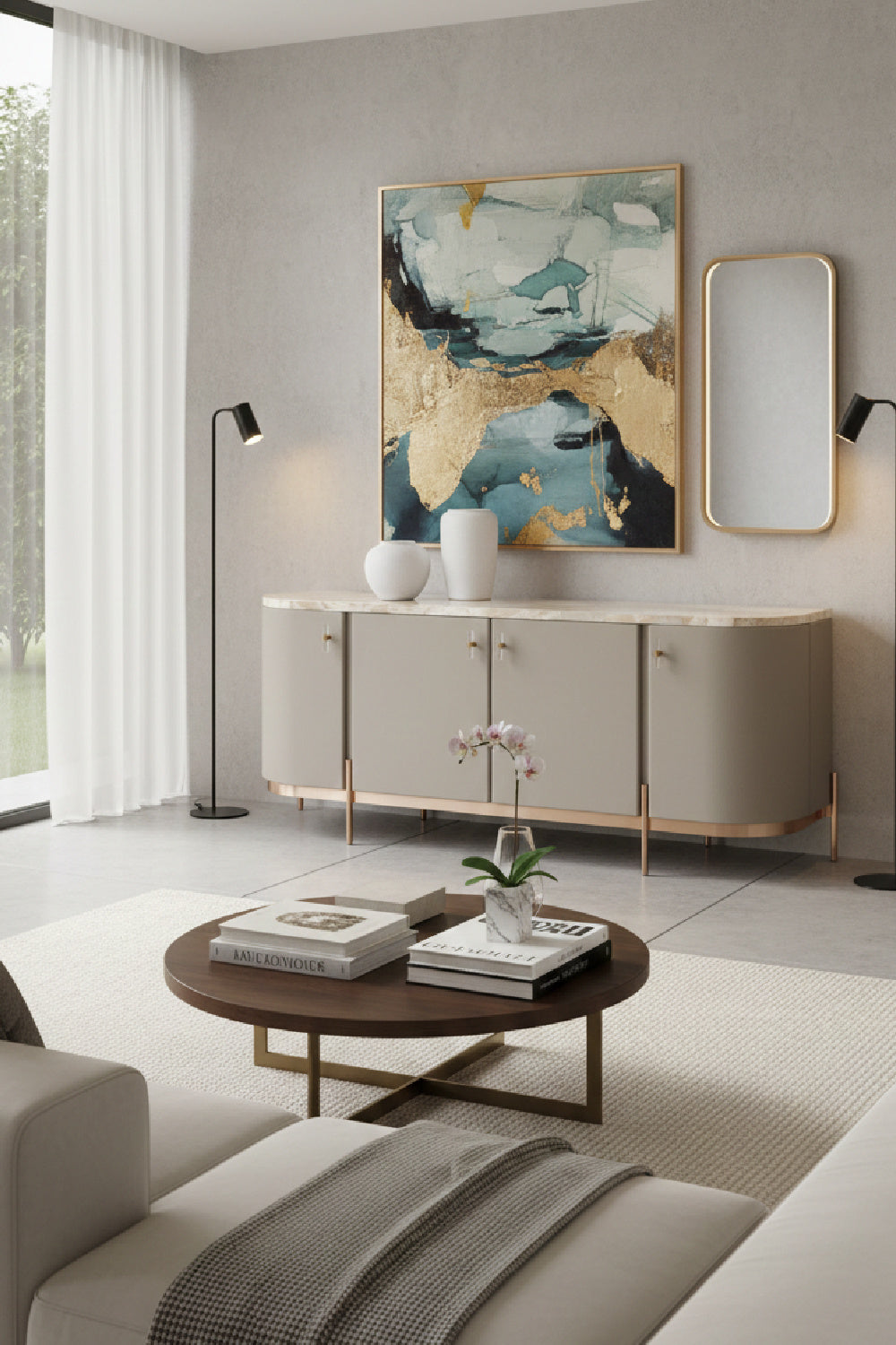 Taupe Leather 4-Door Sideboard by Splendido Cataldi, alternate view 2