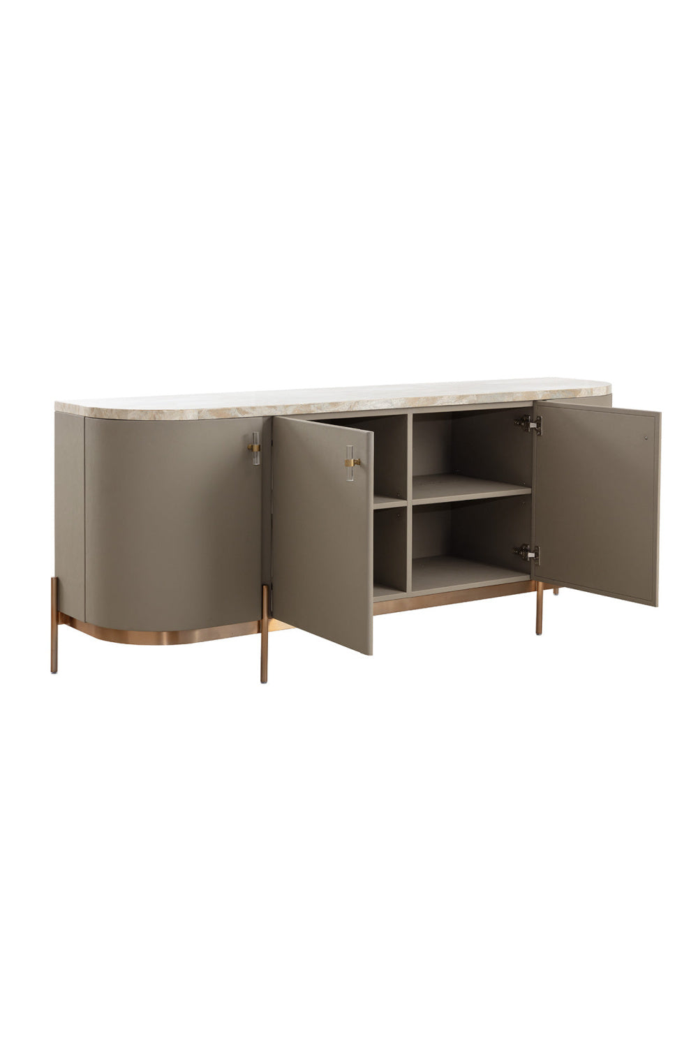 Taupe Leather 4-Door Sideboard by Splendido Cataldi, alternate view 4
