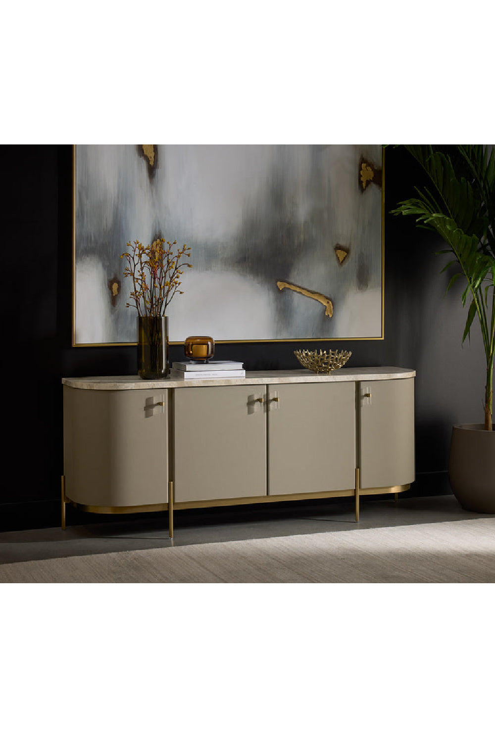 Taupe Leather 4-Door Sideboard by Splendido Cataldi, alternate view 9