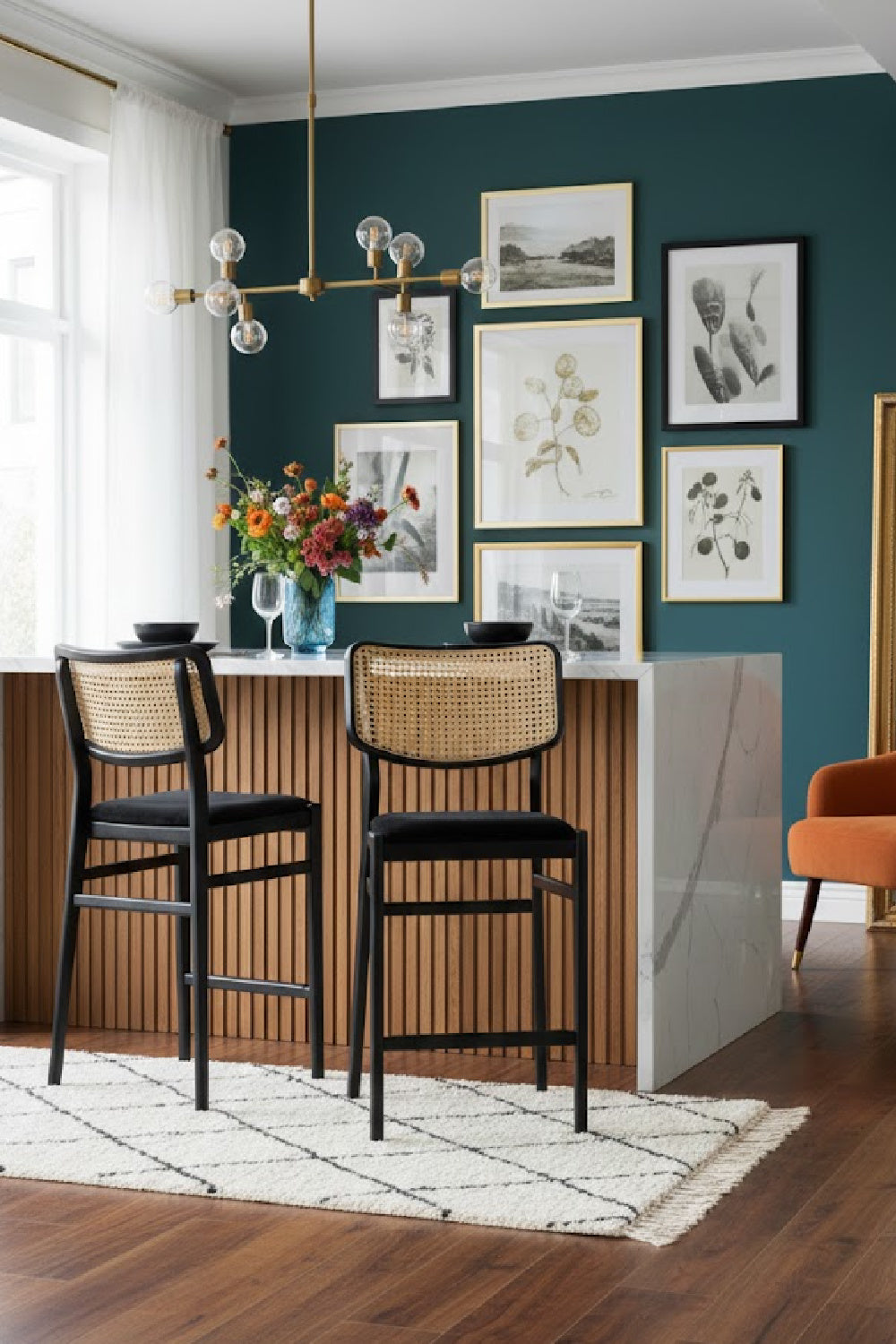 Natural Rattan Back Counter Stool by Splendido Annex, alternate view 2