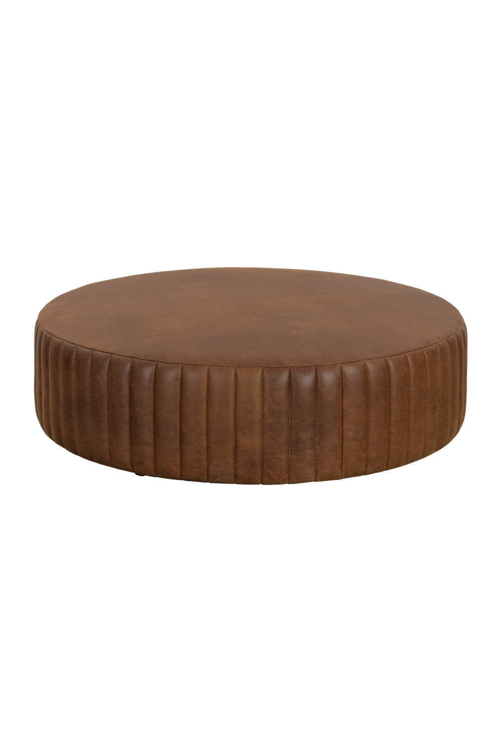 Tufted Edge Brown Leather Ottoman by Splendido Divano