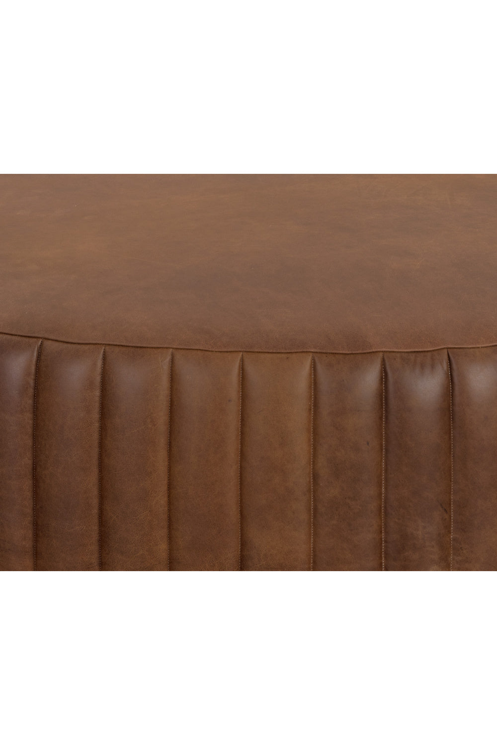Tufted Edge Brown Leather Ottoman by Splendido Divano, alternate view 3