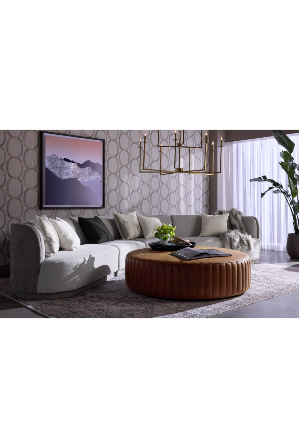 Tufted Edge Brown Leather Ottoman by Splendido Divano, alternate view 5
