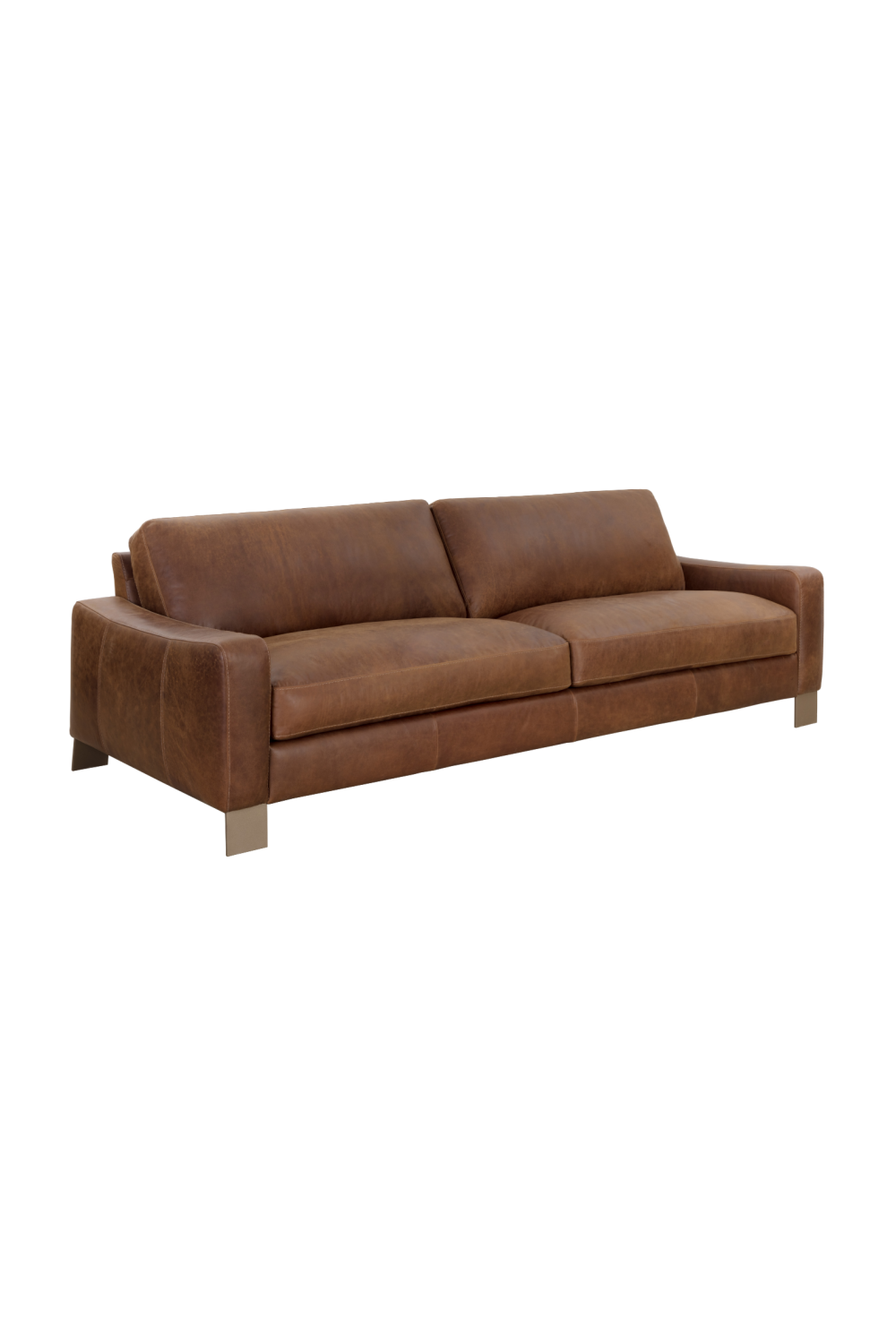 Stitched Panel Brown Leather Sofa by Splendido Rafael