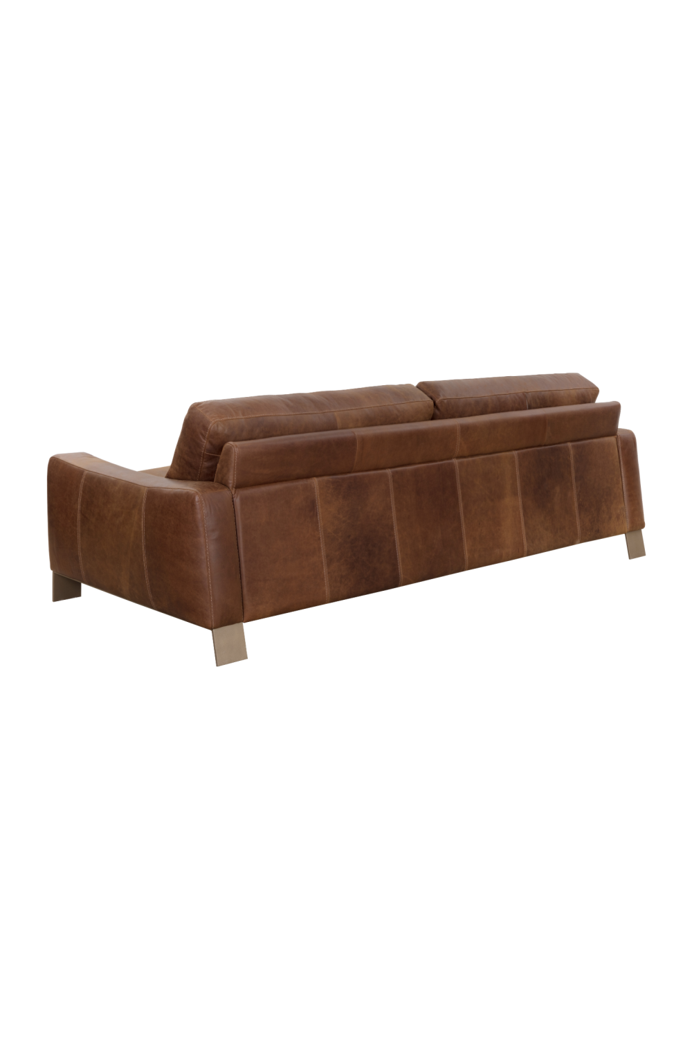 Stitched Panel Brown Leather Sofa by Splendido Rafael, alternate view 4