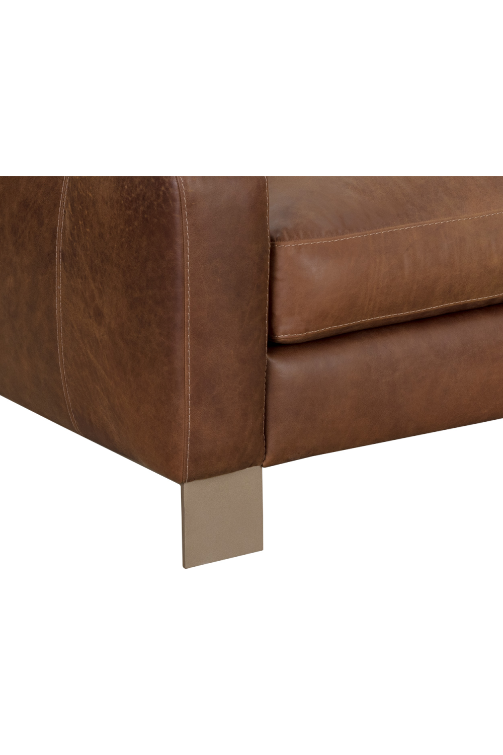Stitched Panel Brown Leather Sofa by Splendido Rafael, alternate view 5