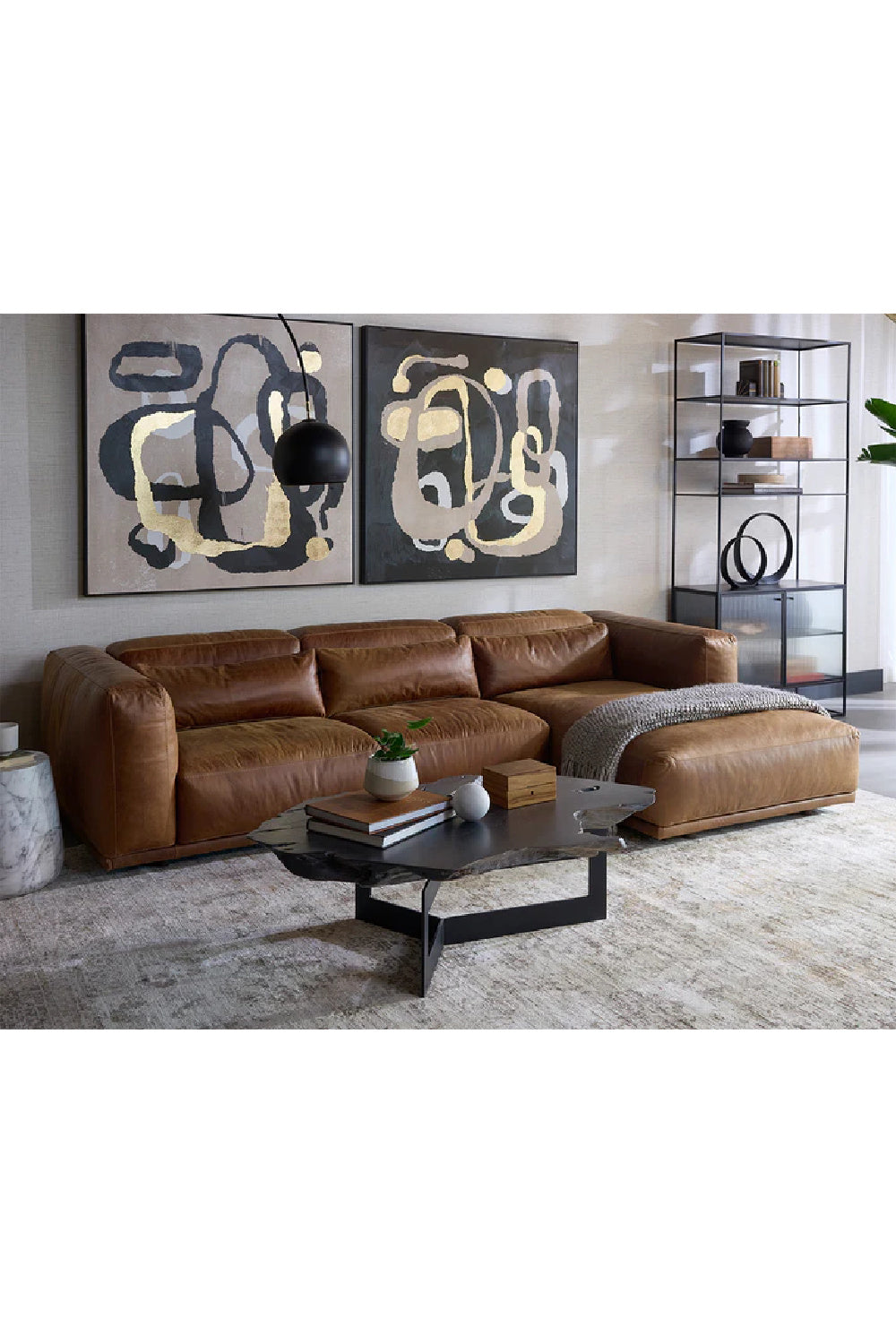 Brown Leather Chaise Sofa by Splendido Beau, alternate view 26