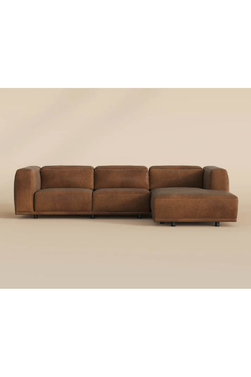 Brown Leather Chaise Sofa by Splendido Beau, alternate view 23