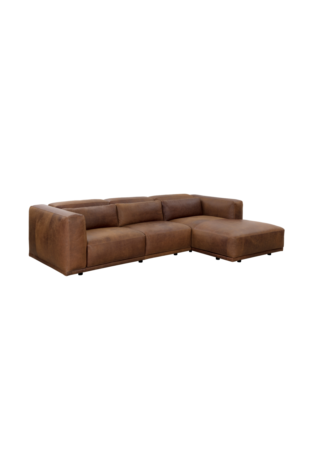Modern European furniture - Brown Leather Chaise Sofa - www.oroa.com