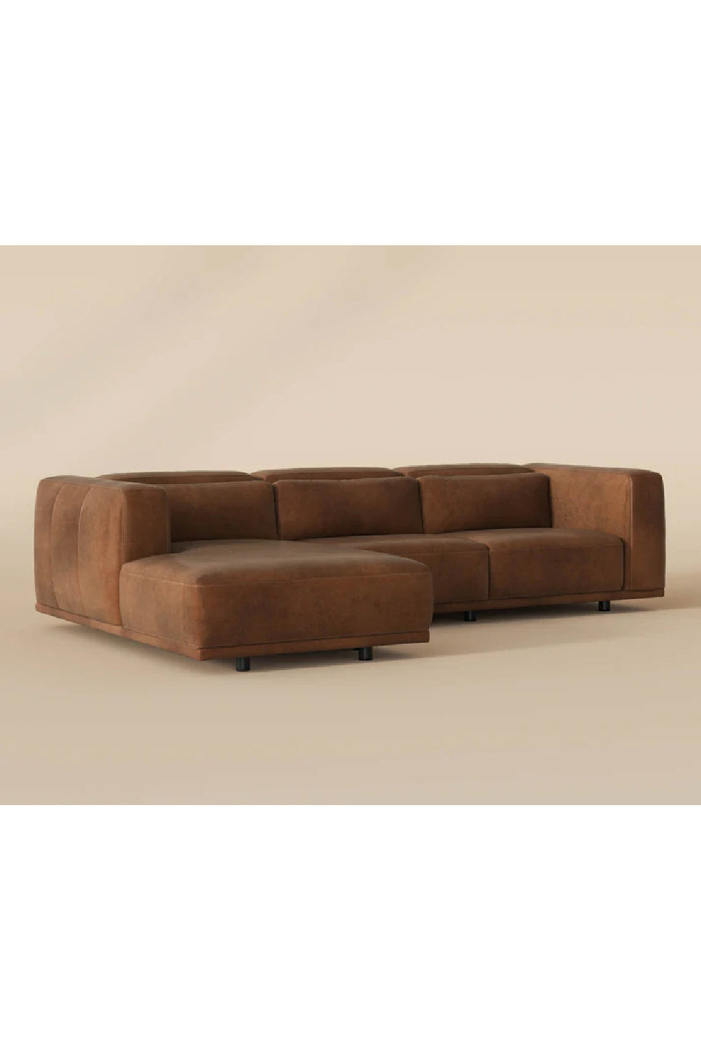 Brown Leather Chaise Sofa by Splendido Beau, alternate view 7