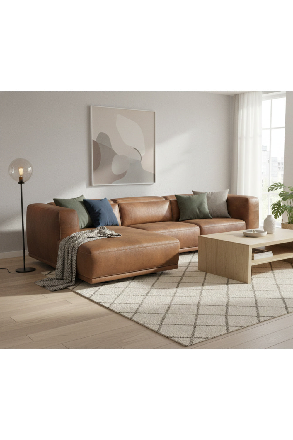 Brown Leather Chaise Sofa by Splendido Beau, alternate view 24