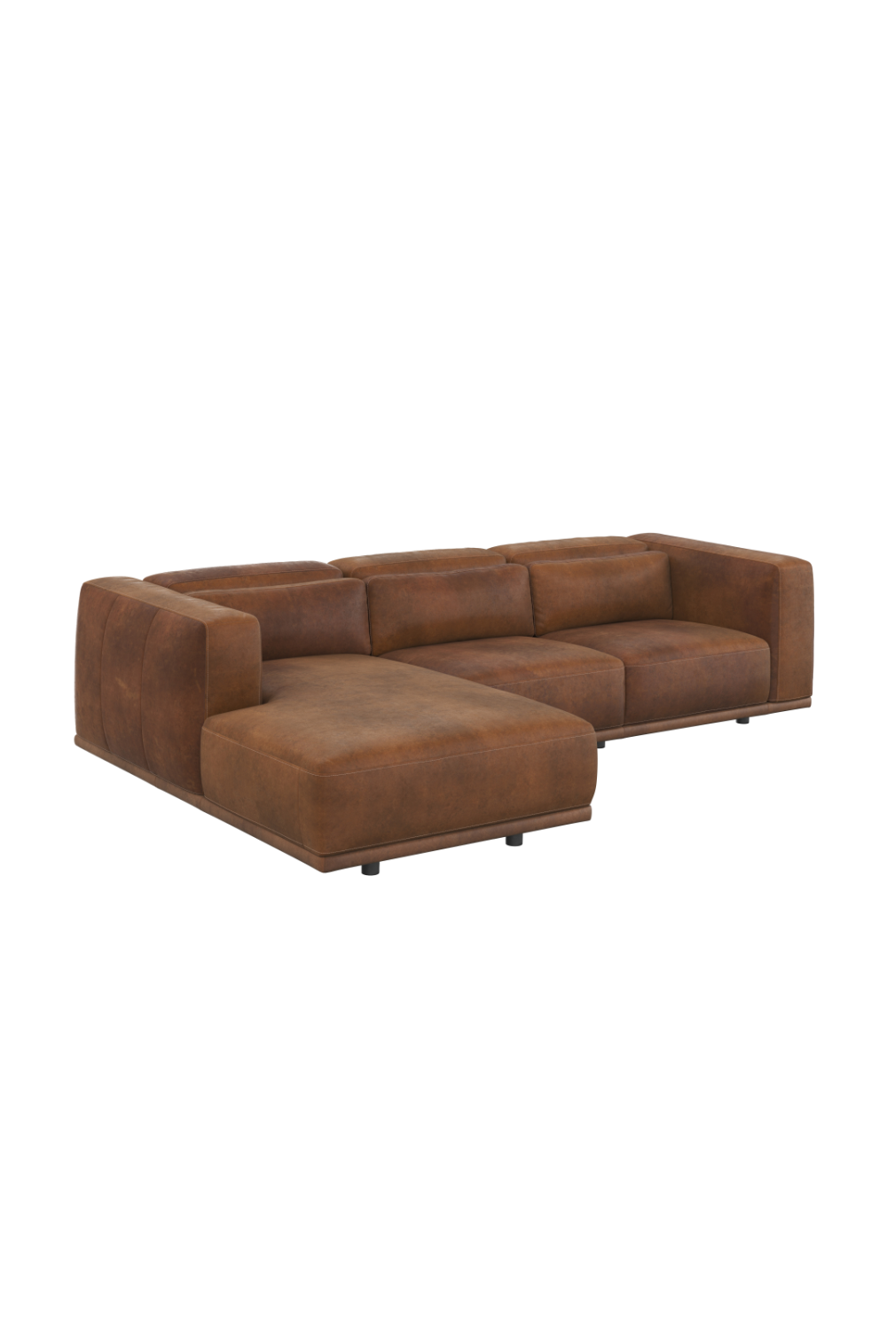 Brown Leather Chaise Sofa by Splendido Beau