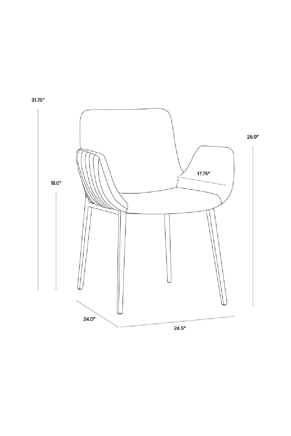 Leather Look Scooped Dining Armchair by Splendido Lucano Dining Chair, alternate view 7