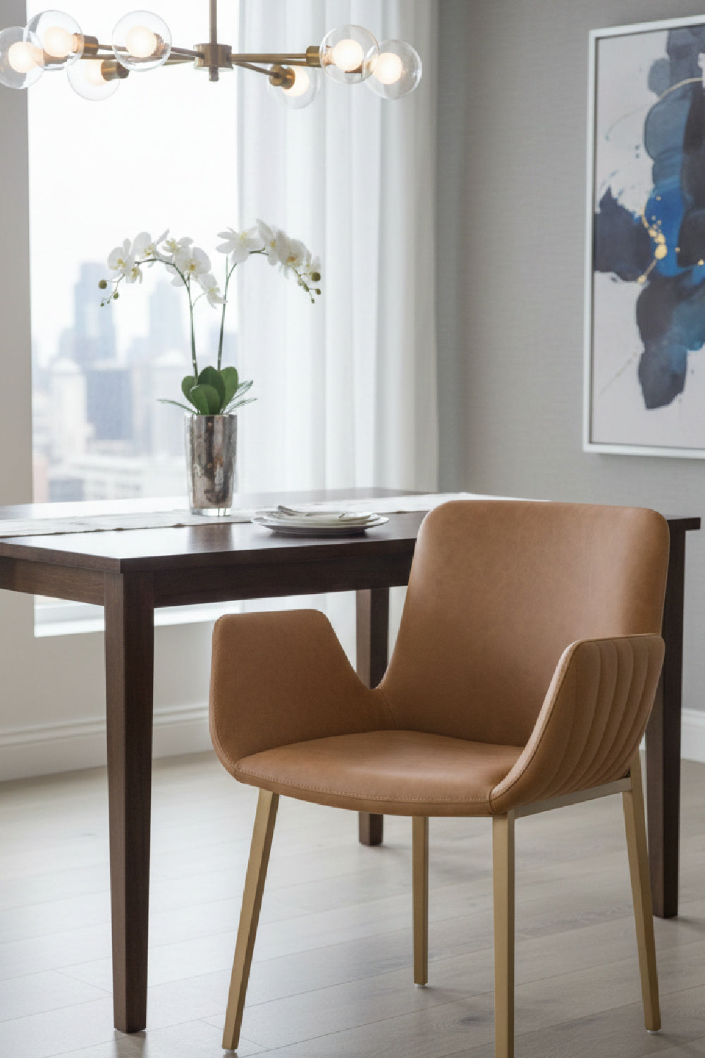 Leather Look Scooped Dining Armchair by Splendido Lucano Dining Chair, alternate view 2