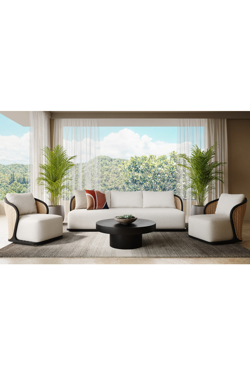 Modern European furniture - Cream Boucle Indoor/Outdoor Sofa - www.oroa.com