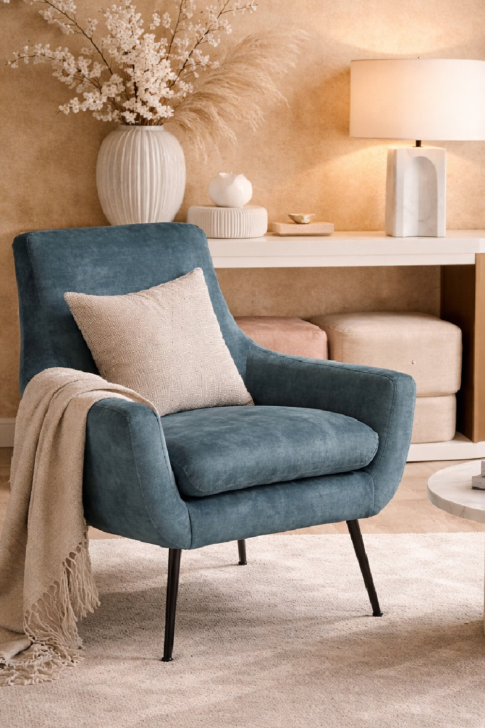 Blue Fabric Lounge Chair by Splendido Aletta Accent Chair, alternate view 2