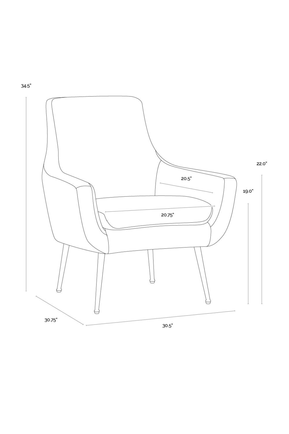 Blue Fabric Lounge Chair by Splendido Aletta Accent Chair, alternate view 9