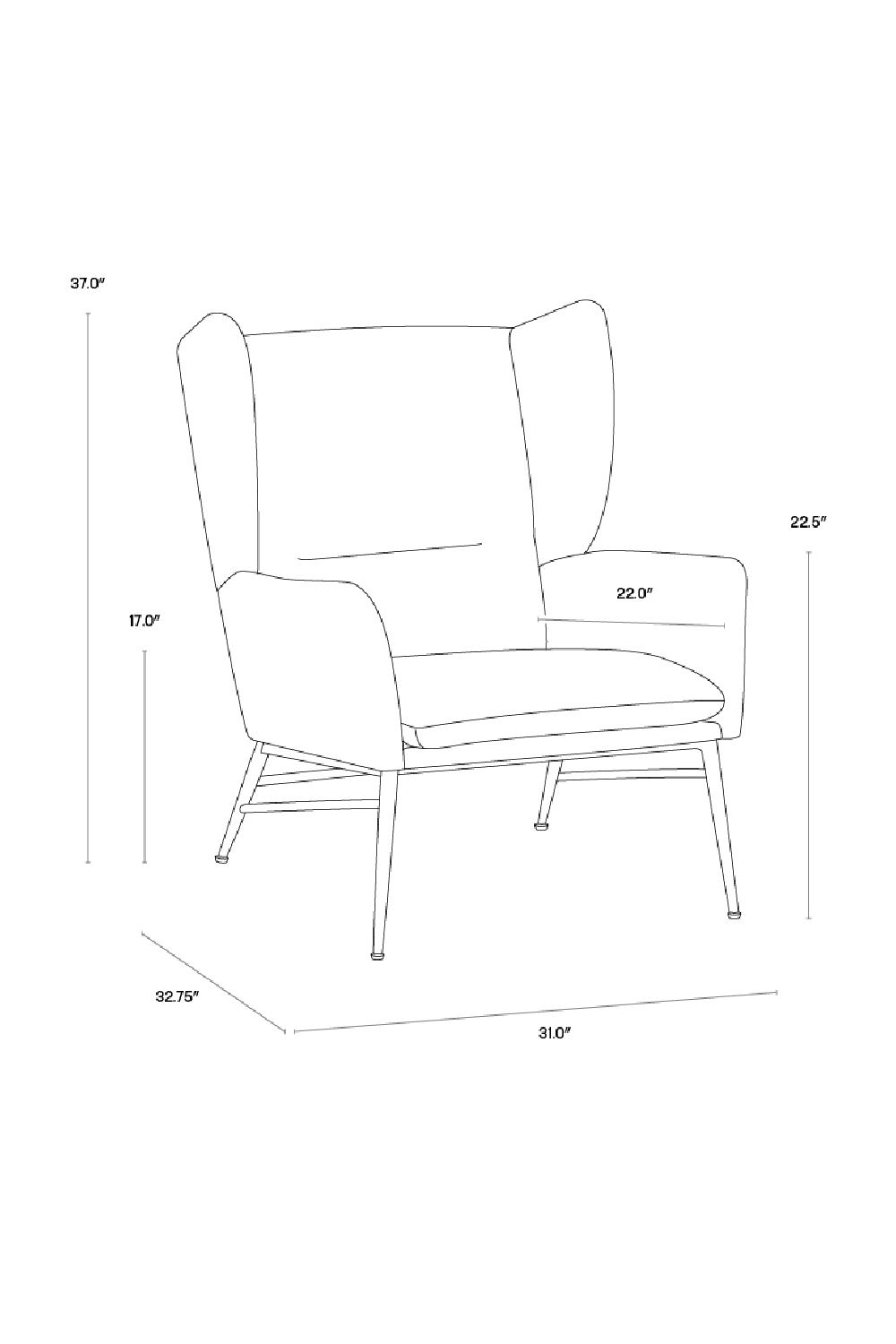 Blue Wingback Lounge Chair | Splendido Kasen | Oroa.com