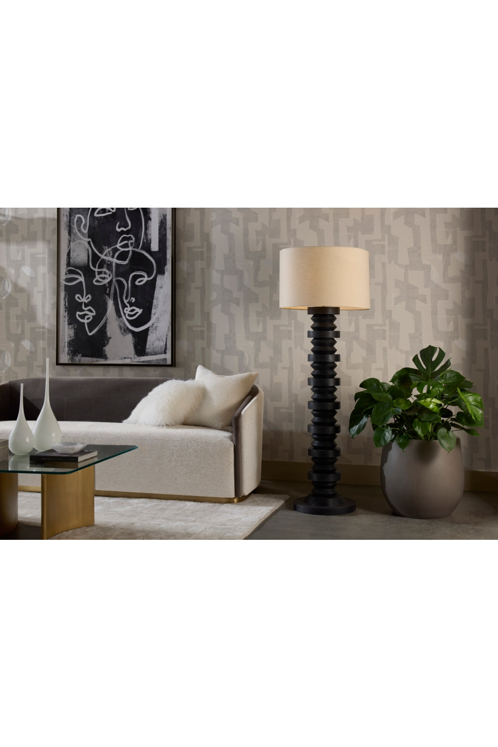 Black Wooden Base Floor Lamp by Splendido Capo, alternate view 6