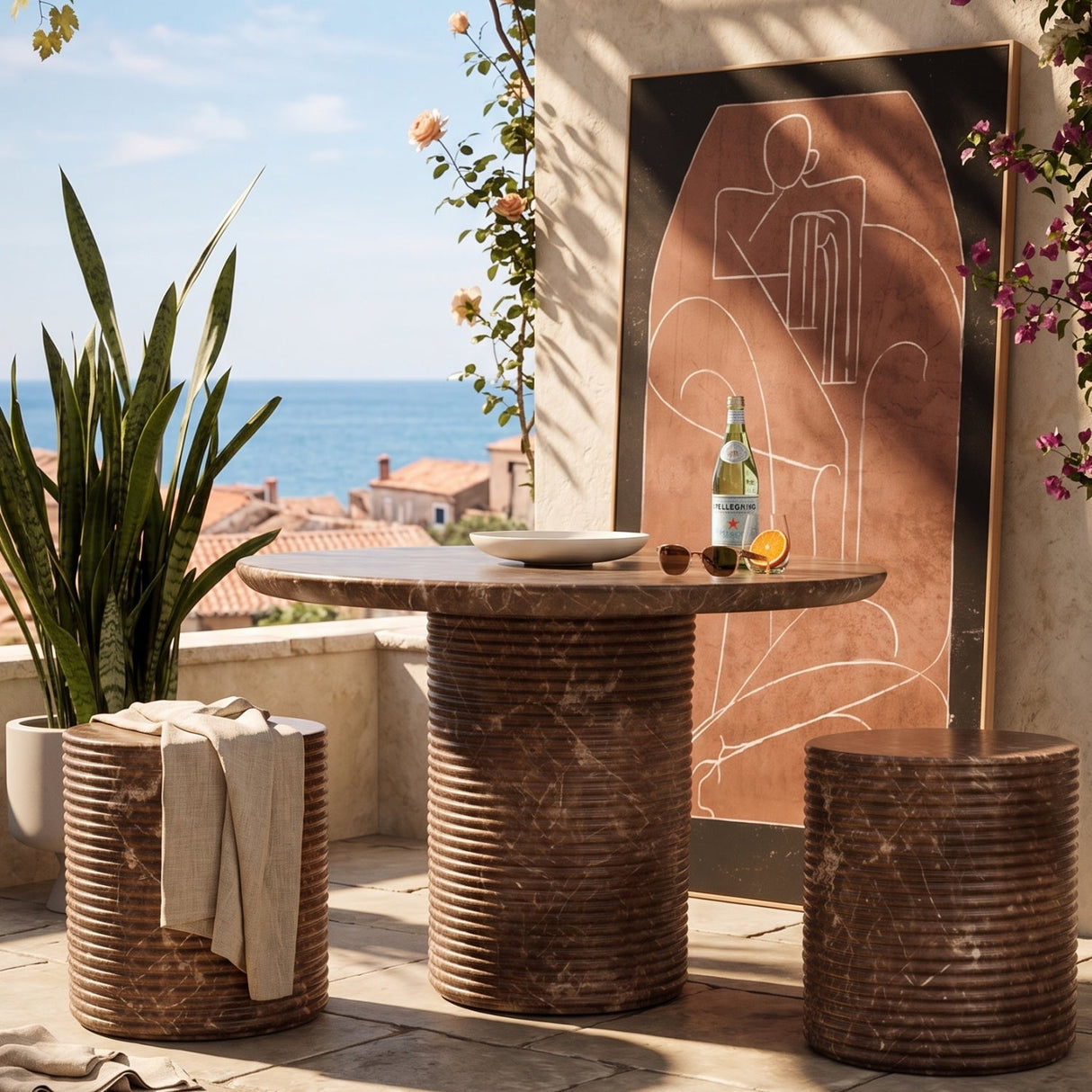 Mocha Concrete Indoor/Outdoor Stool by Splendido Riva Accent Stool, alternate view 2