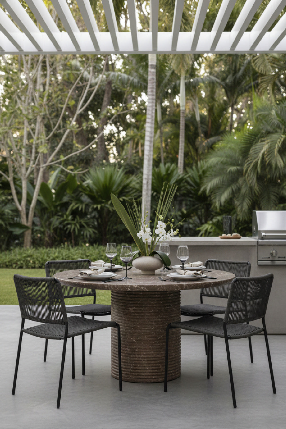 Round Indoor/Outdoor Marble Effect Dining Table by Splendido Riva Outdoor Dining Table, alternate view 2