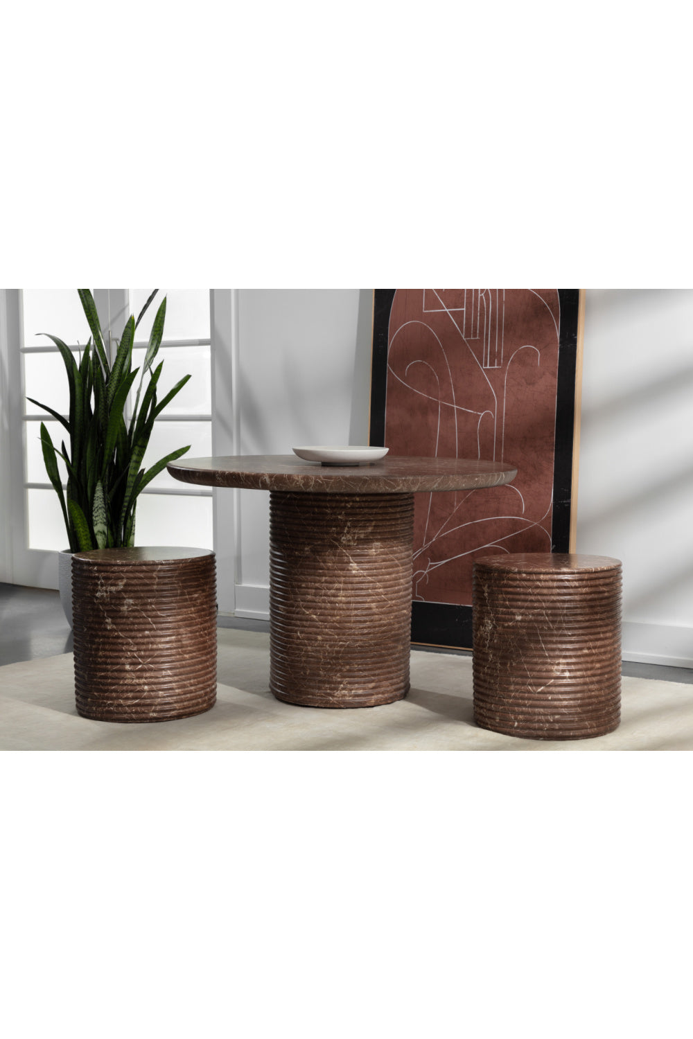 Round Indoor/Outdoor Marble Effect Dining Table by Splendido Riva Outdoor Dining Table, alternate view 9