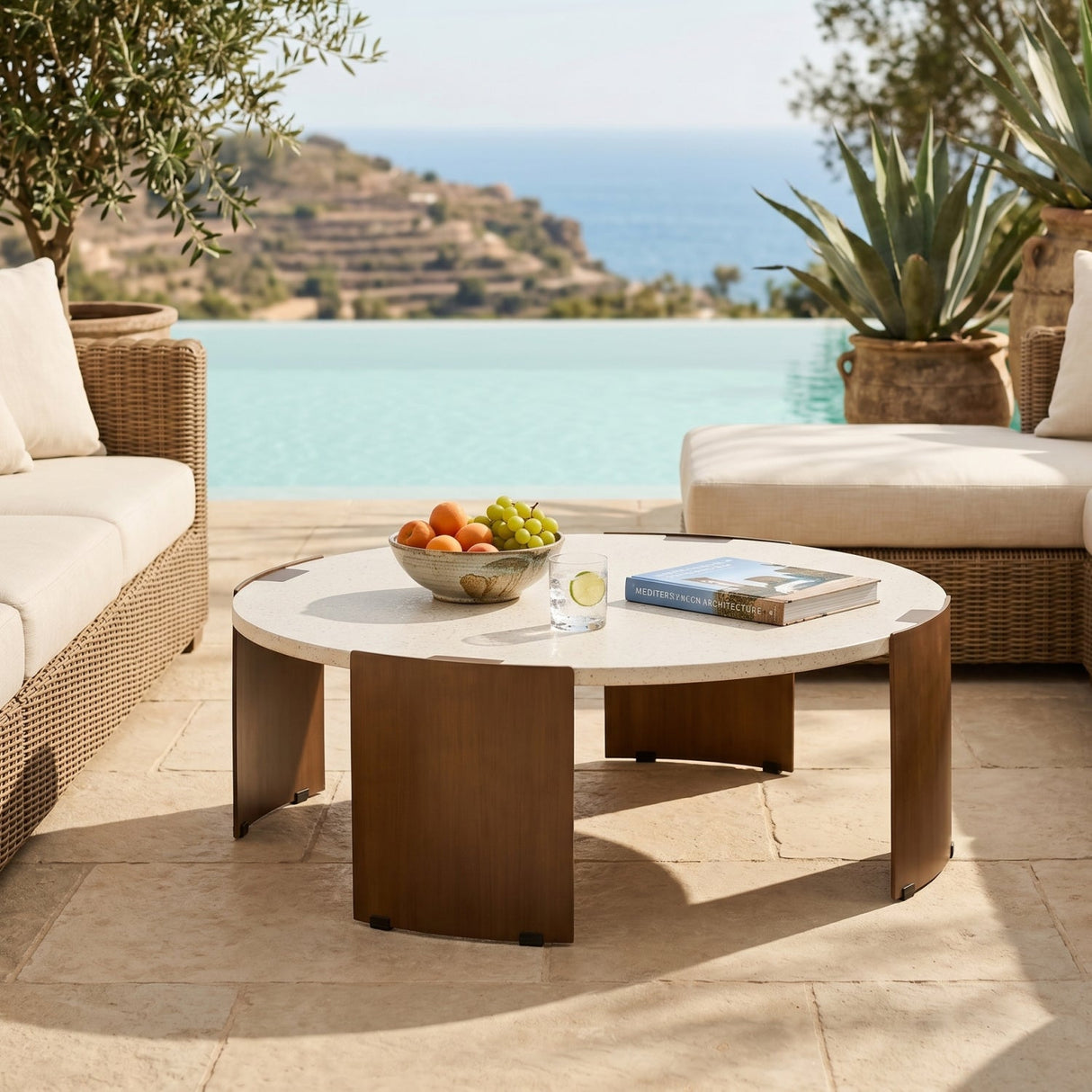 Round Concrete Indoor/Outdoor Coffee Table by Splendido Gallus, alternate view 2