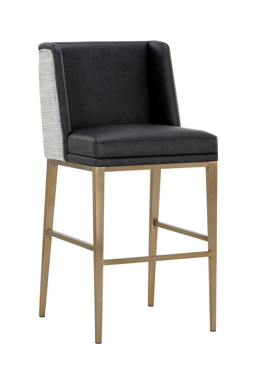 Black Bonded Leather Bar Stool by Splendido Joplin Barstool