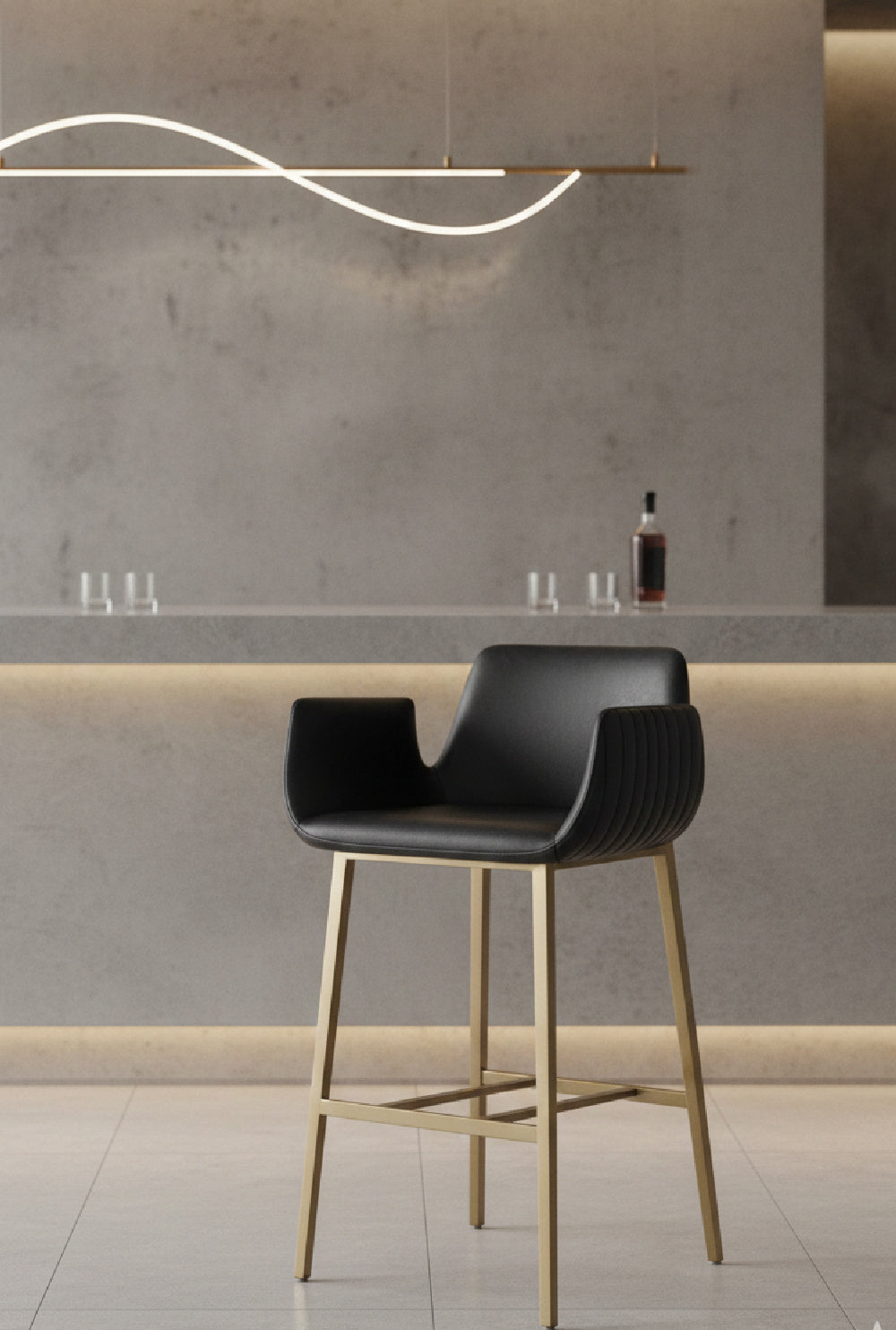 Leather-Look Channeled Arm Bar Stool by Splendido Lucano Barstool, alternate view 11