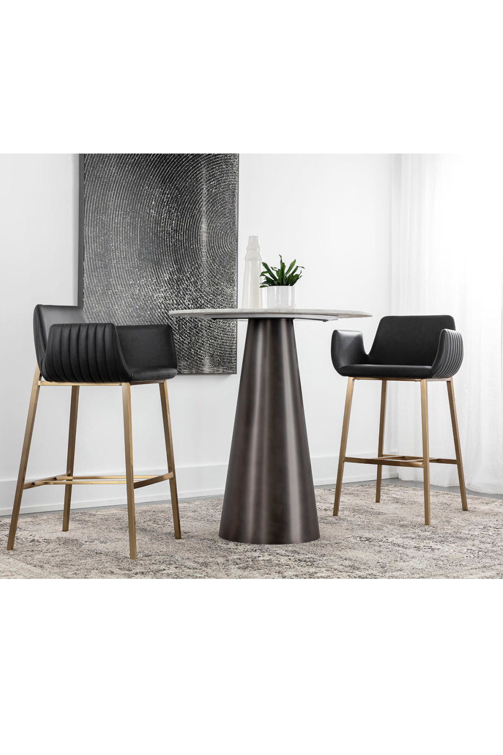 Leather-Look Channeled Arm Bar Stool by Splendido Lucano Barstool, alternate view 18