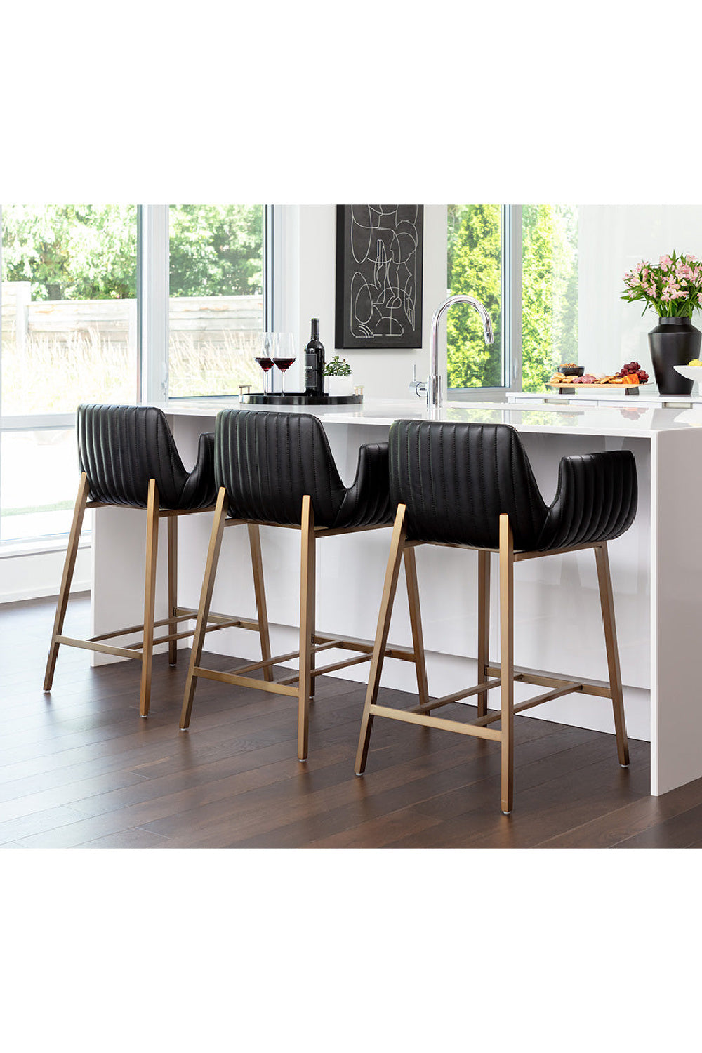 Leather-Look Channeled Arm Counter Stool by Splendido Lucano, alternate view 18