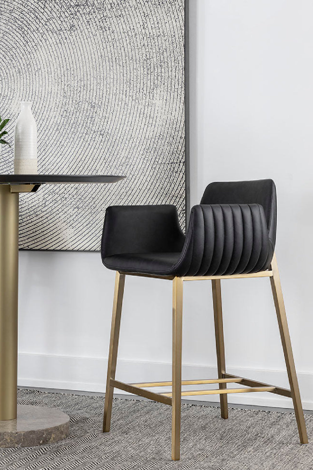 Leather-Look Channeled Arm Counter Stool by Splendido Lucano, alternate view 14