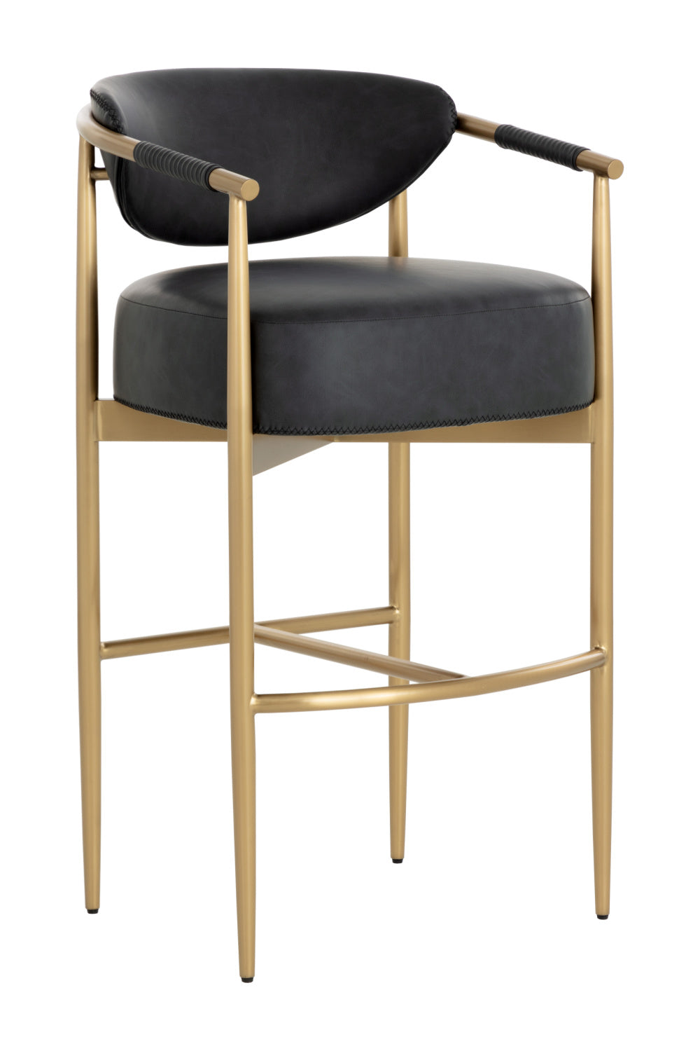 Gold Framed Leather-Look Bar Stool by Splendido Heloise Barstool, alternate view 17