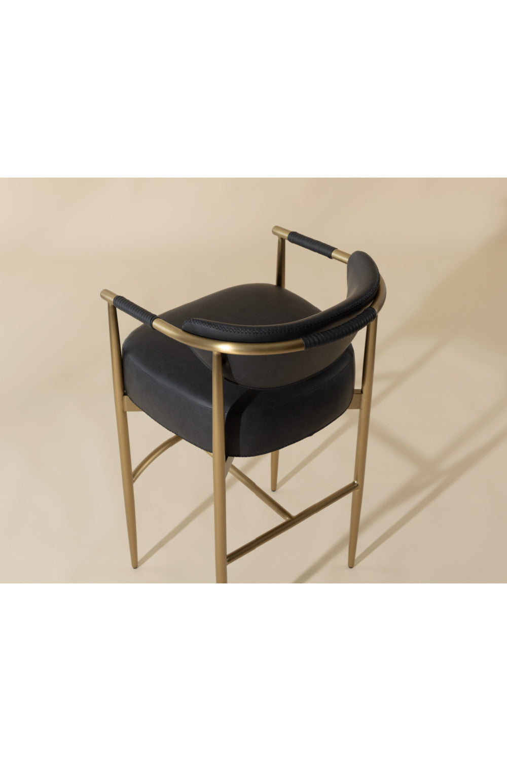 Gold Framed Leather-Look Bar Stool by Splendido Heloise Barstool, alternate view 23
