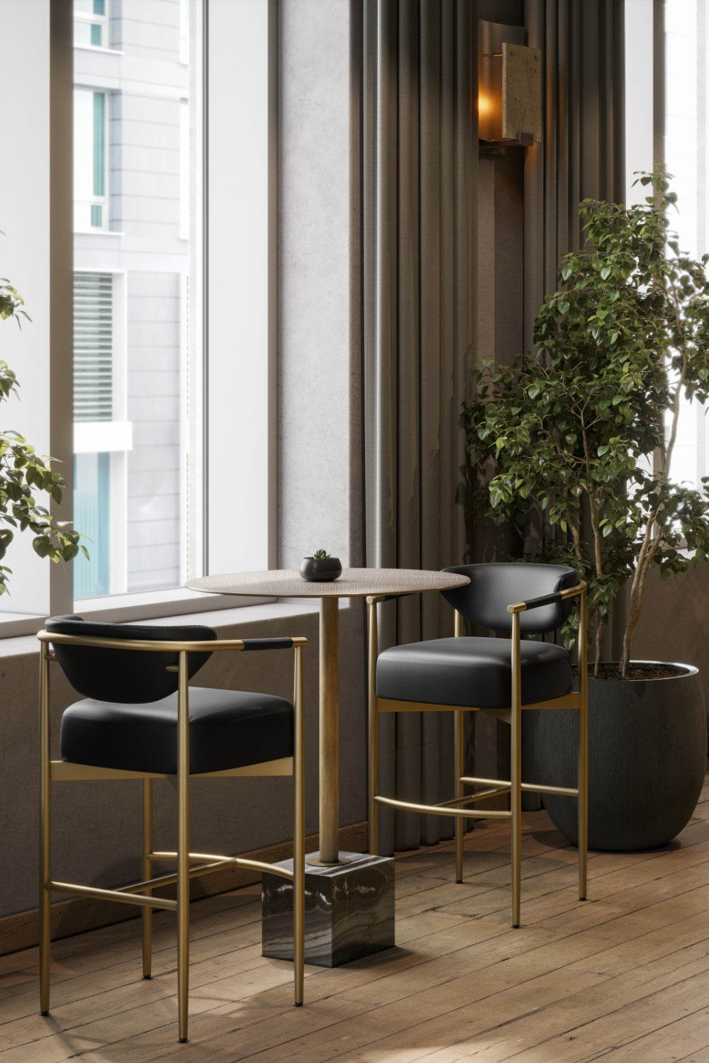 Gold Framed Leather-Look Bar Stool by Splendido Heloise Barstool, alternate view 18