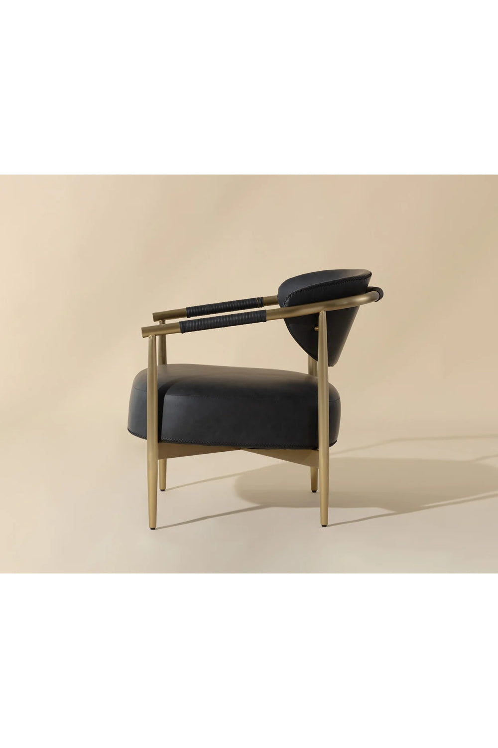 Gold-Framed Leather Lounge Chair by Splendido Heloise Accent Chair, alternate view 31