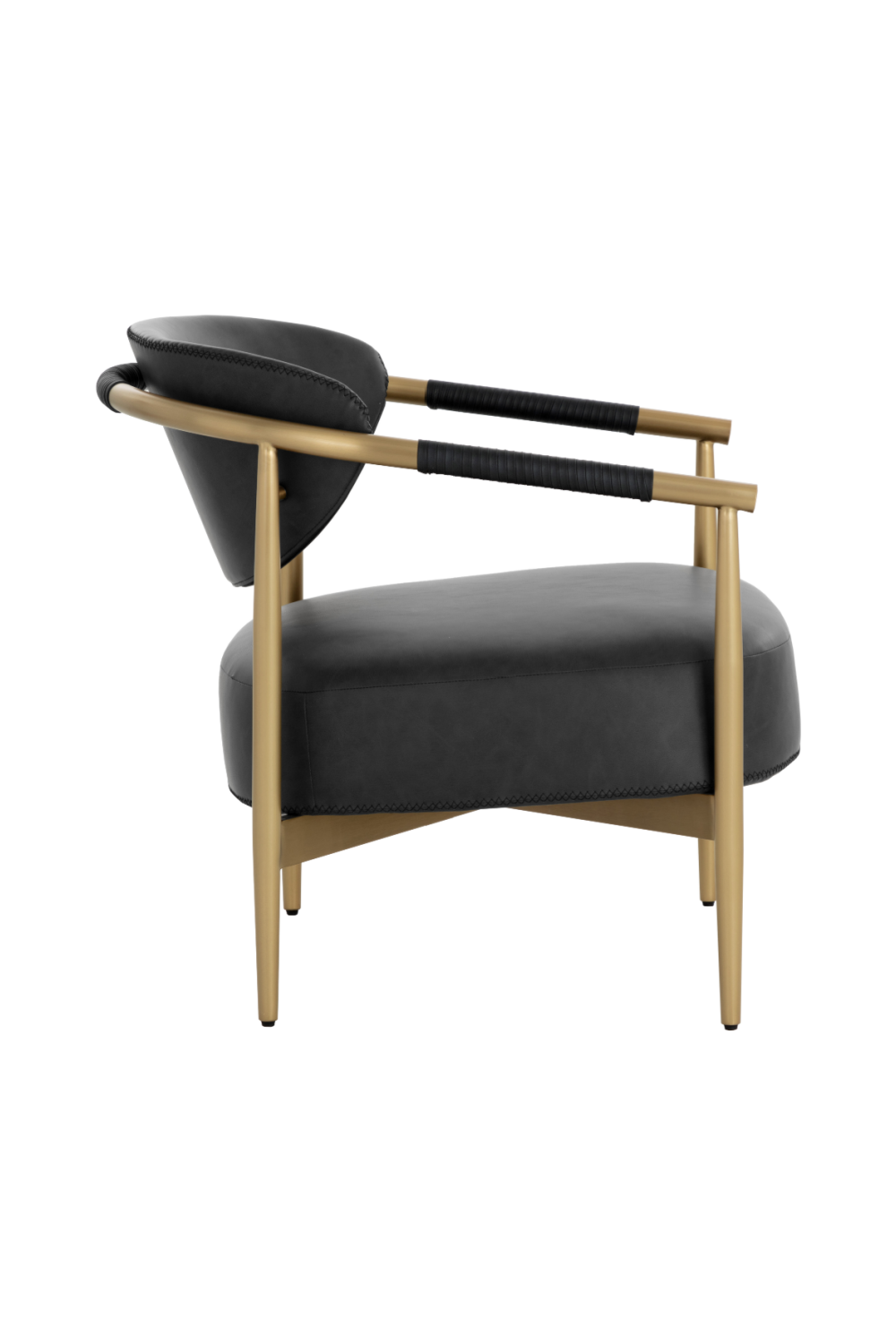 Gold-Framed Leather Lounge Chair by Splendido Heloise Accent Chair, alternate view 25