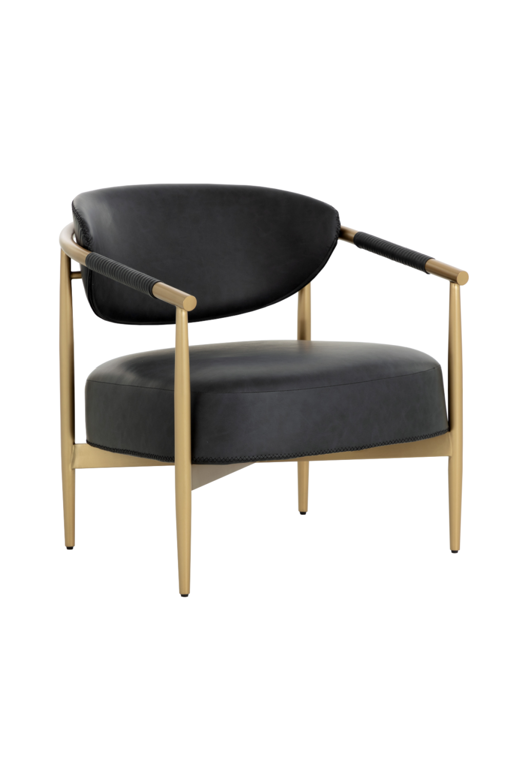 Gold-Framed Leather Lounge Chair by Splendido Heloise Accent Chair, alternate view 22