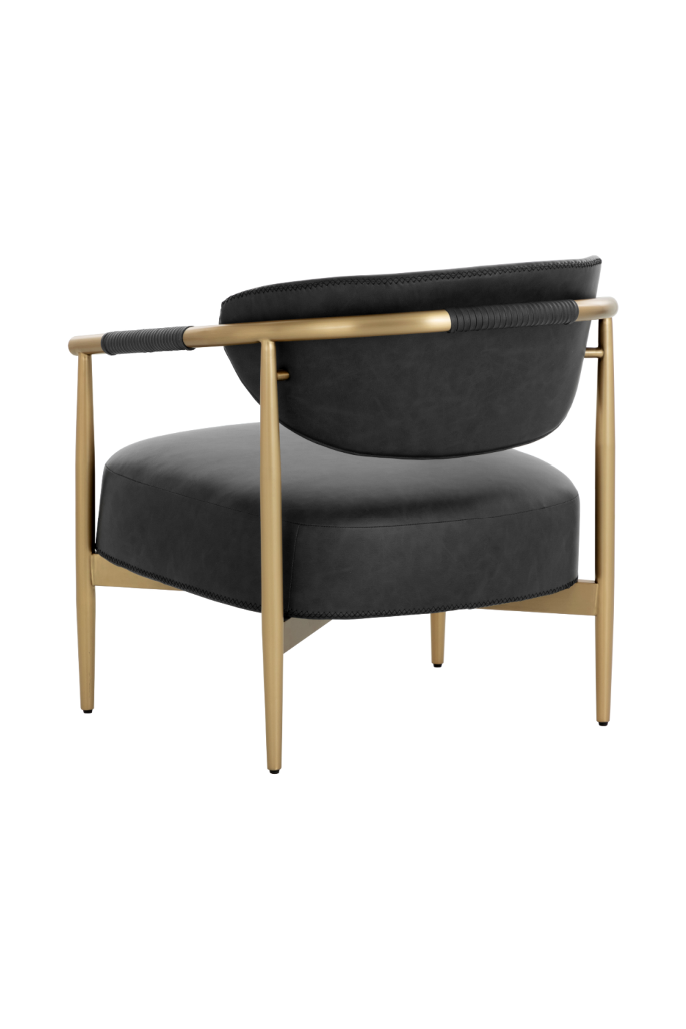 Gold-Framed Leather Lounge Chair by Splendido Heloise Accent Chair, alternate view 26
