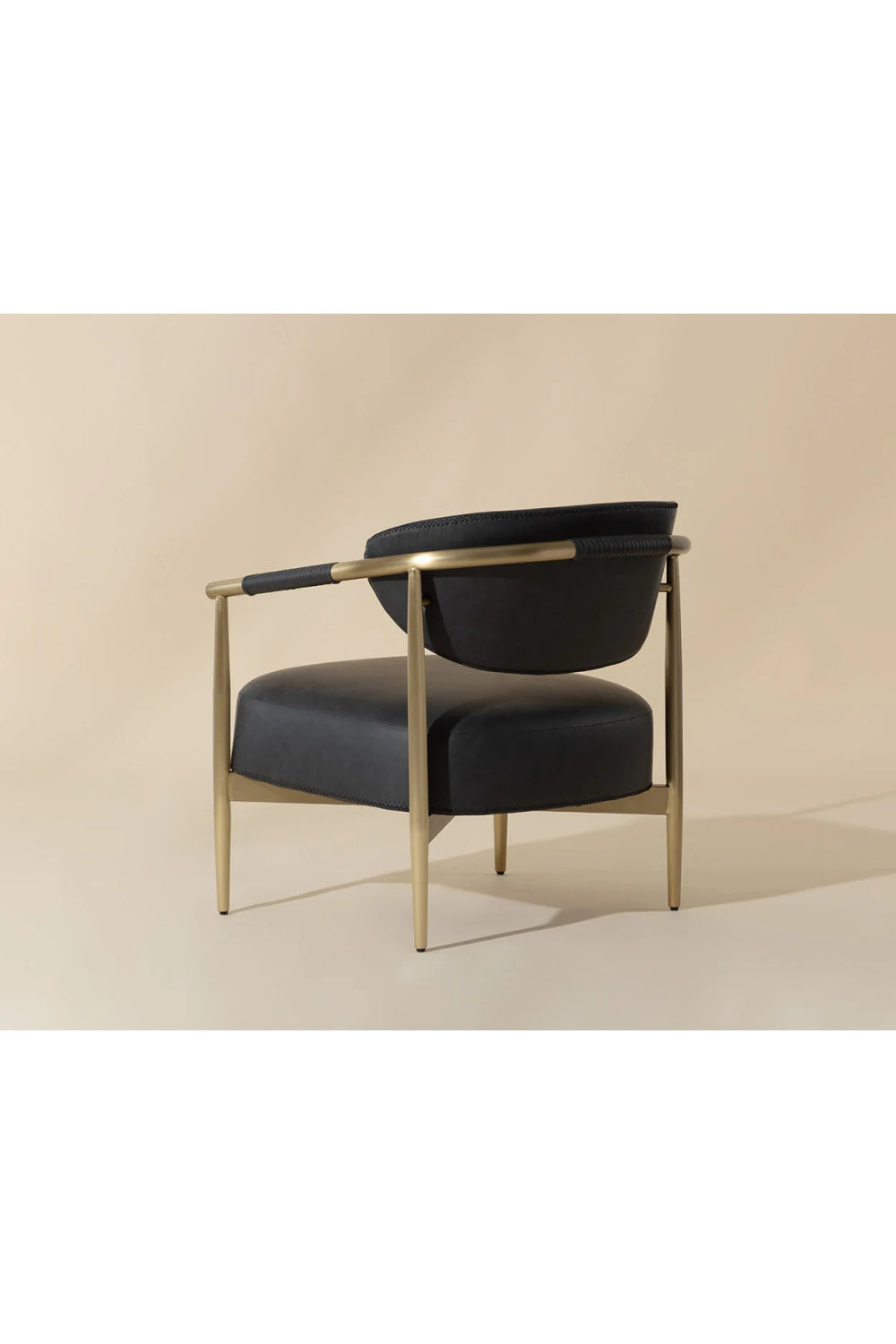 Gold-Framed Leather Lounge Chair by Splendido Heloise Accent Chair, alternate view 29