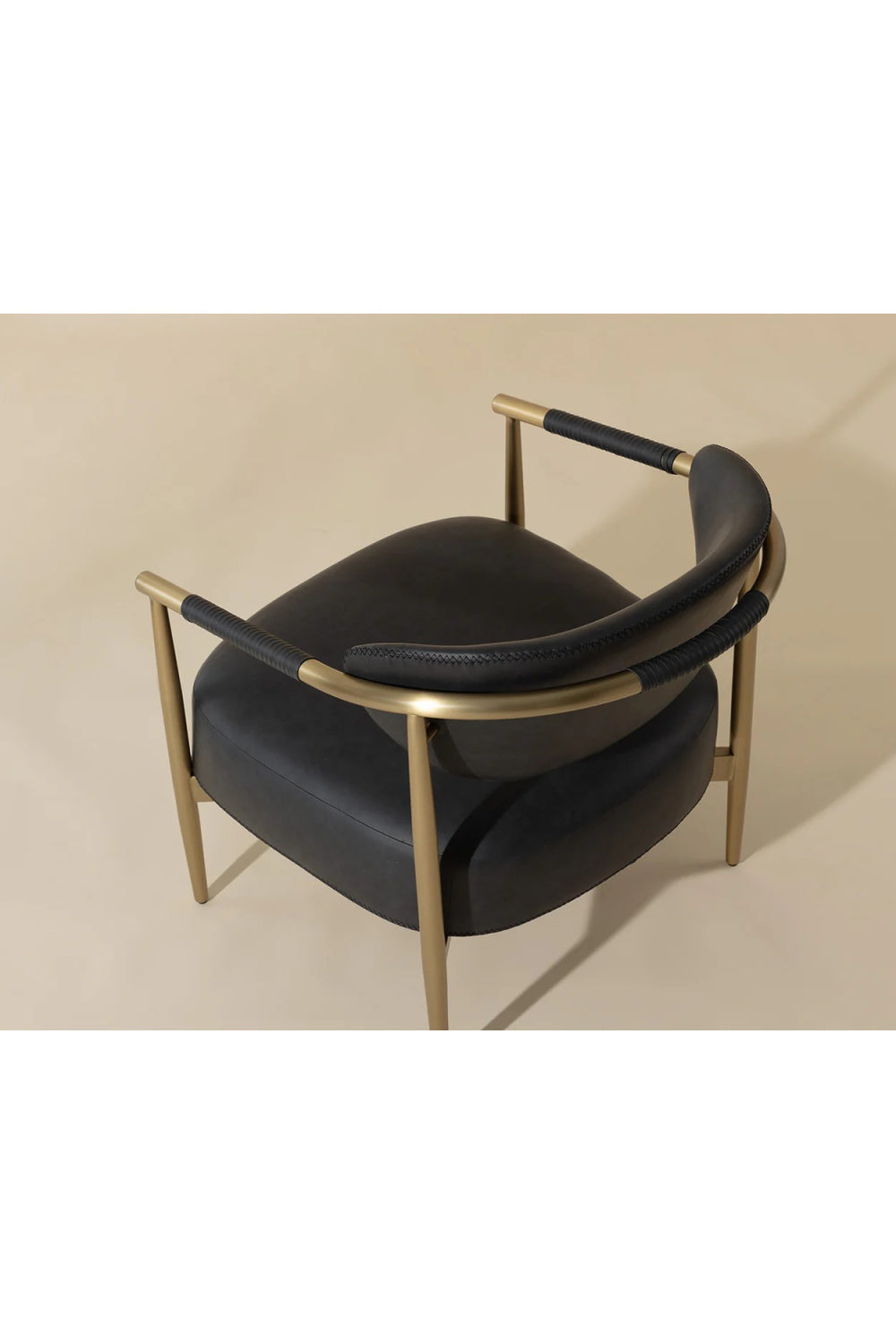 Gold-Framed Leather Lounge Chair by Splendido Heloise Accent Chair, alternate view 30