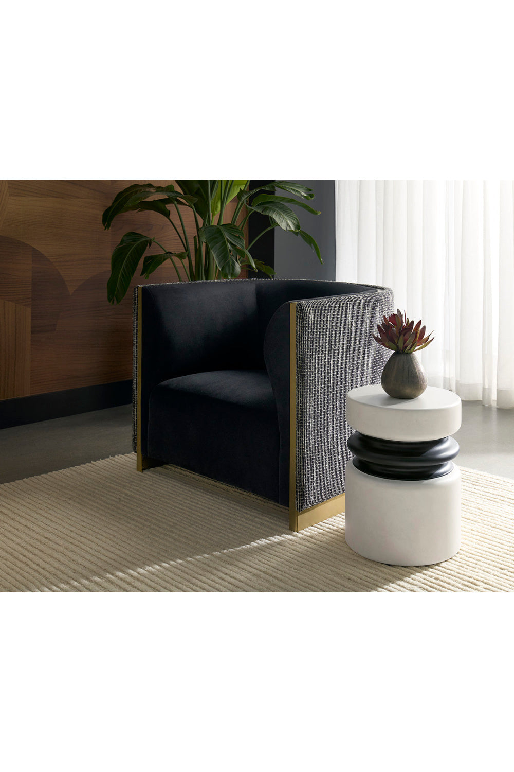 Gold Inlay Curved Lounge Chair by Splendido Larron Accent Chair, alternate view 30