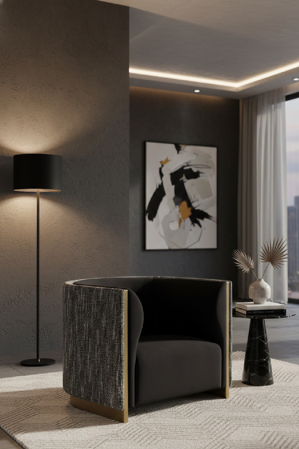 Gold Inlay Curved Lounge Chair by Splendido Larron Accent Chair, alternate view 17