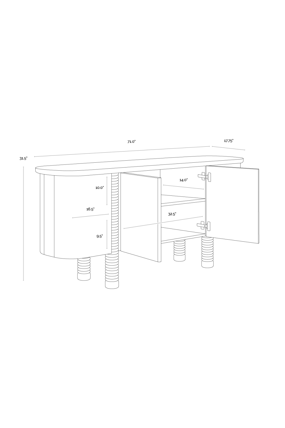 Black Oak 4-Door Sideboard by Splendido Magnus, alternate view 8