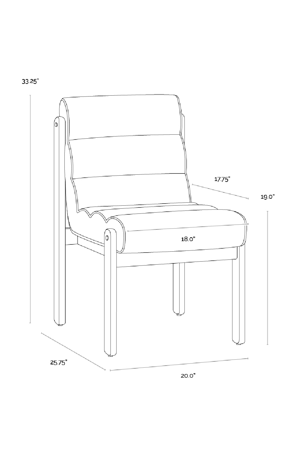 Channeled White Fabric Dining Chair by Splendido Bertie, alternate view 7