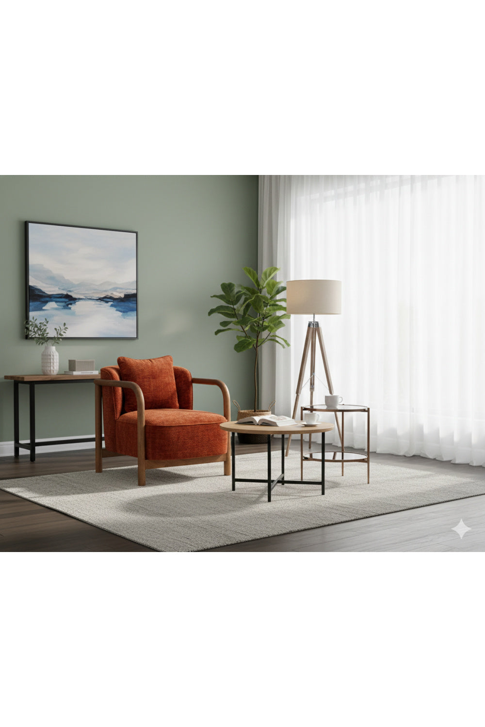 Curved Wood Frame Lounge Chair by Splendido Beatrice Accent Chair, alternate view 24