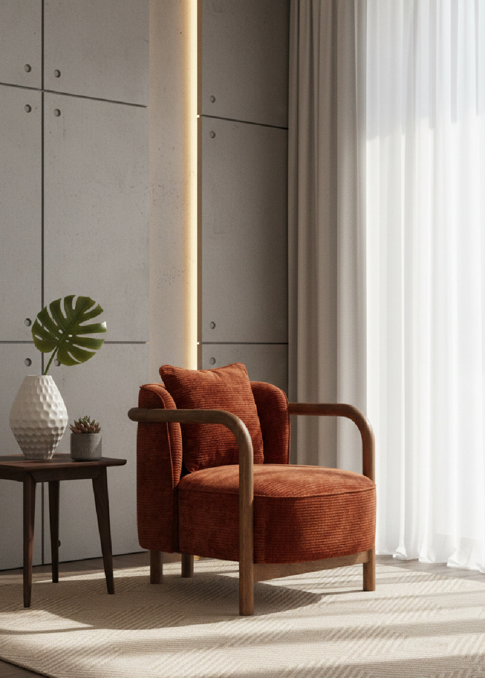 Curved Wood Frame Lounge Chair by Splendido Beatrice Accent Chair, alternate view 16